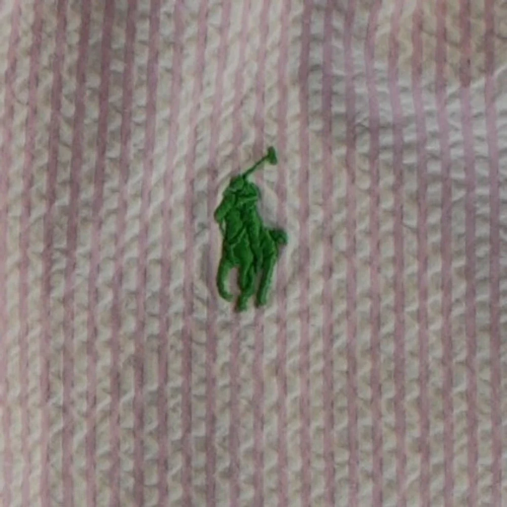 Polo‎ Ralph Lauren Seersucker Shirt Men's Size Large Pink White Stripe Top